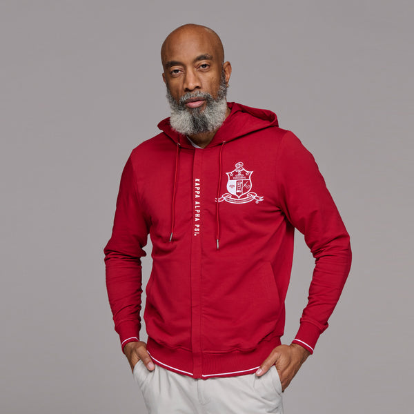 Red kappa zip online up hoodie