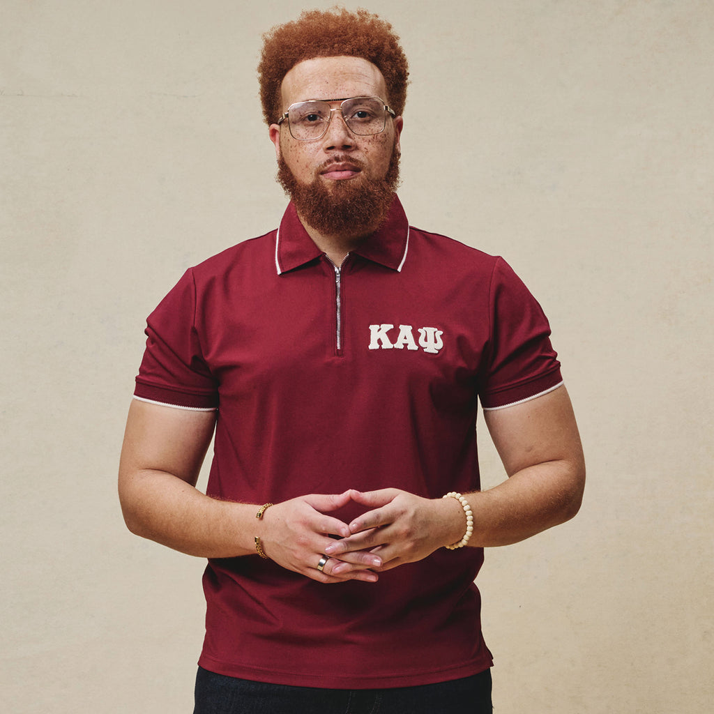 Kappa Alpha Psi 3-Letter Zip Performance Polo (Krimson)