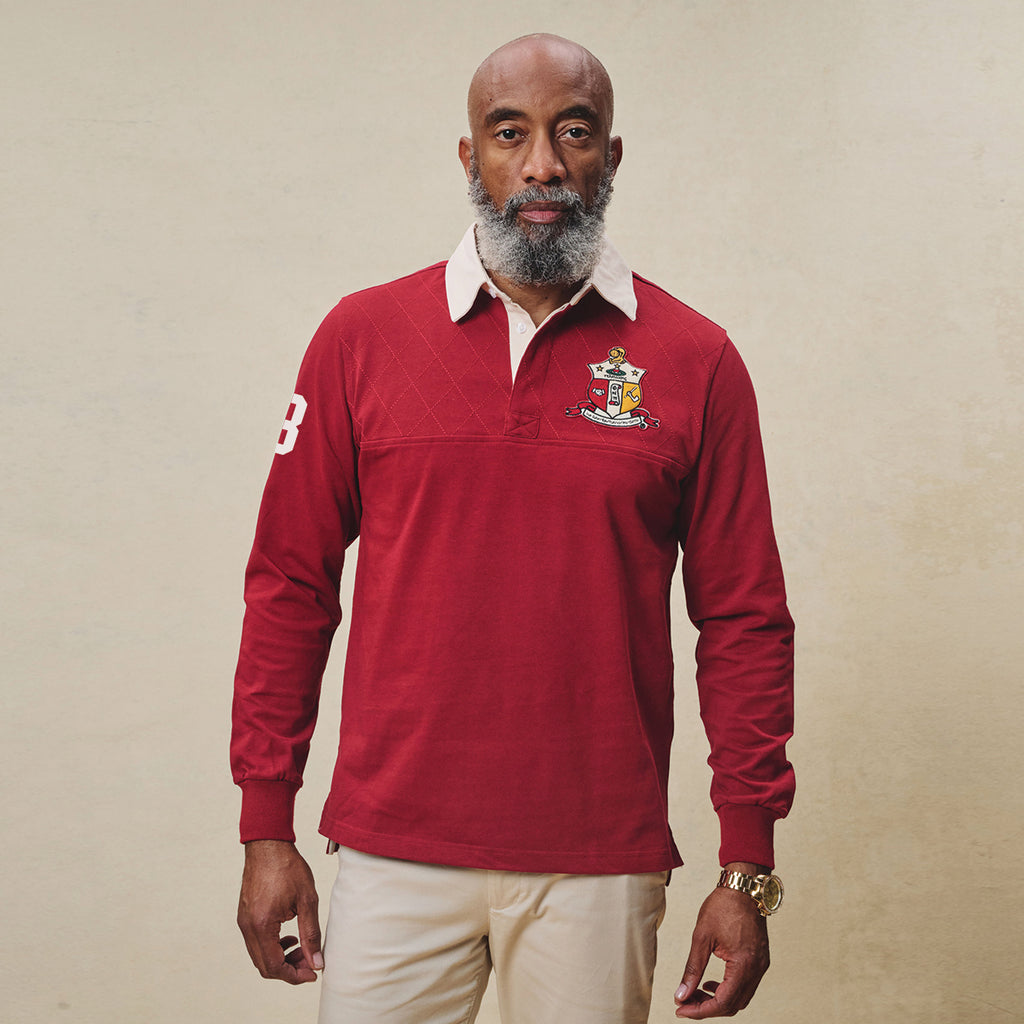 Kappa Alpha Psi Coat of Arms Long Sleeve Rugby Polo Nupemall