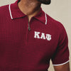 Kappa Alpha Psi Greek Letter Waffle Knit Zip Polo (Krimson)