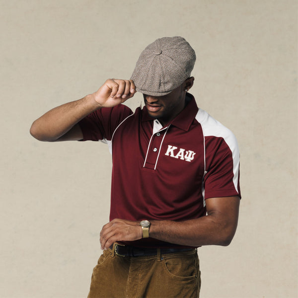 Kappa Alpha Psi Greek Letter DriFit Polo Shirt (Krimson/Cream)