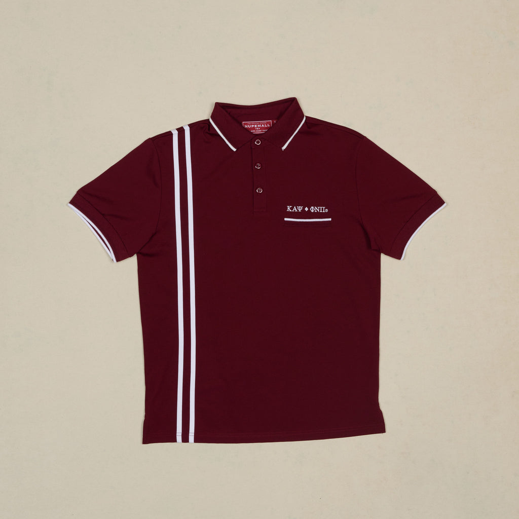 Kappa Alpha Psi Striped Diamond 3-Letter Polo (Krimson)